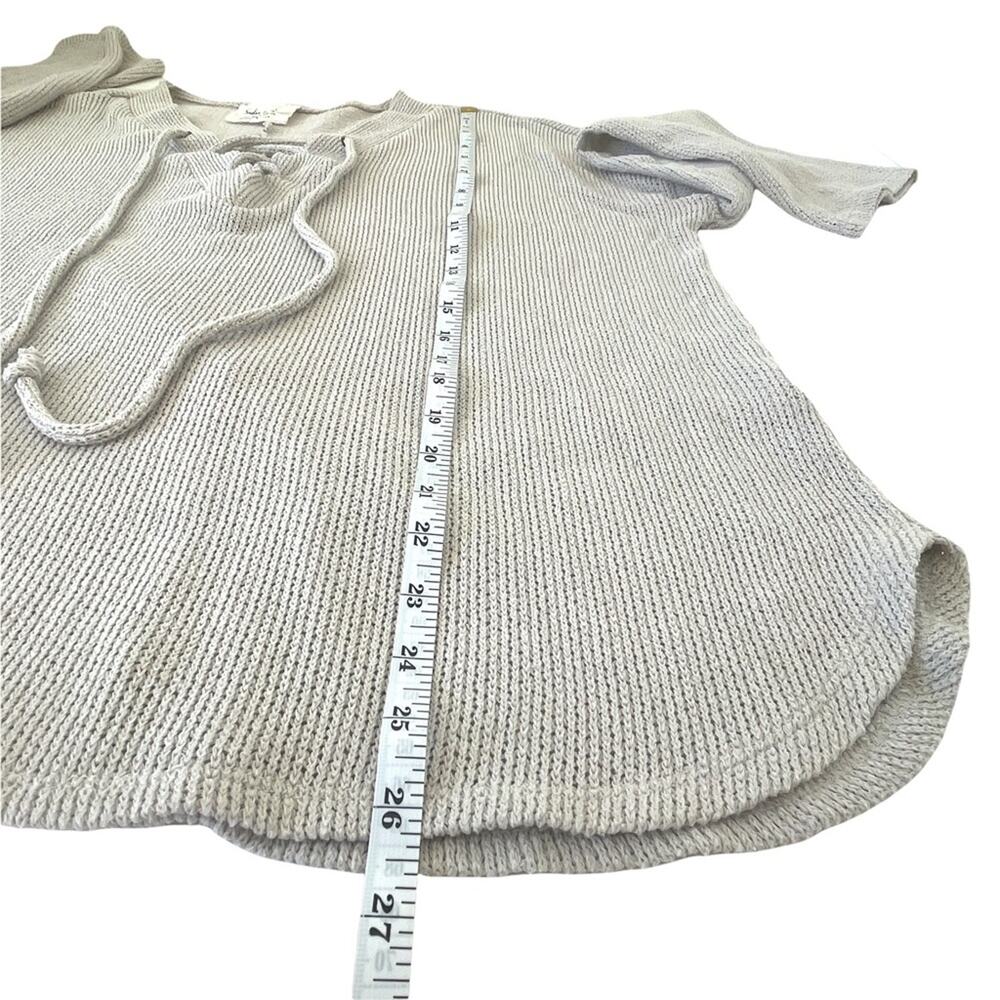 Sadie & Love Sweater Sz XL Women's Lace-up V Neck Long Sleeve Open Knit Gray - Picture 8 of 8